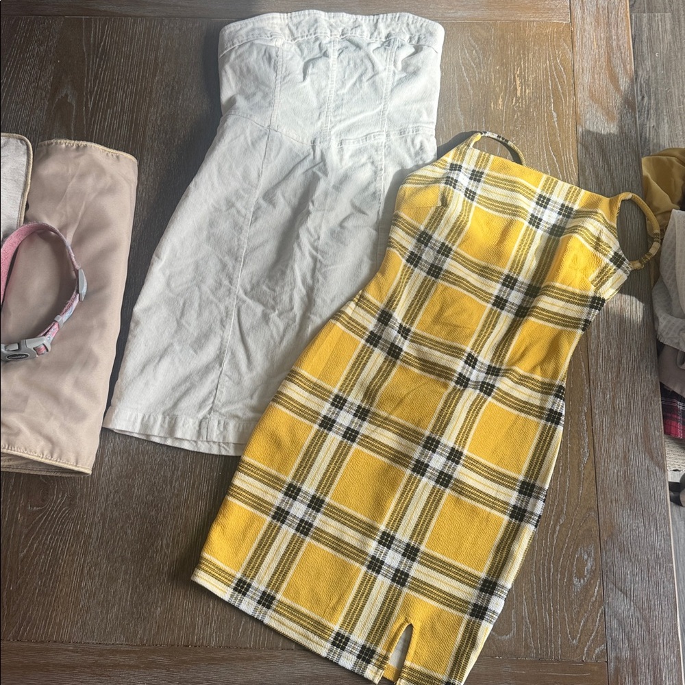 Hollister Yellow Plaid and White Dresses